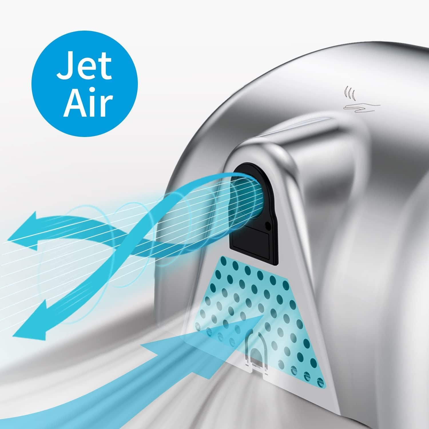 1800 Bathroom Electric Stainless Steel Hand Dryer - Image 2