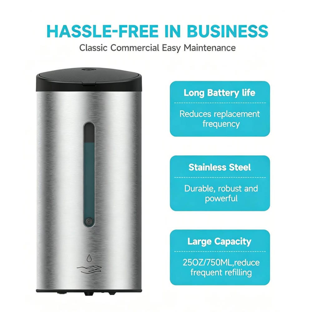 2205 Stainless Steel 750ml Automatic Liquid Soap Dispenser - Image 2