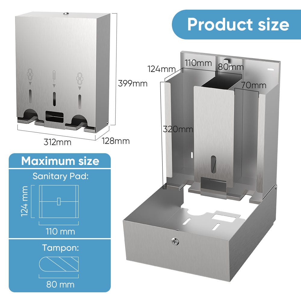 2406 Surface Mounted Sanitary Napkin and Tampon Dispenser - Image 4