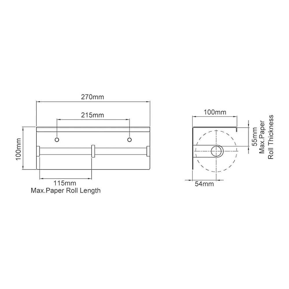 A022W Stainless Steel Double Toilet Paper Holder With Shelf - Image 3